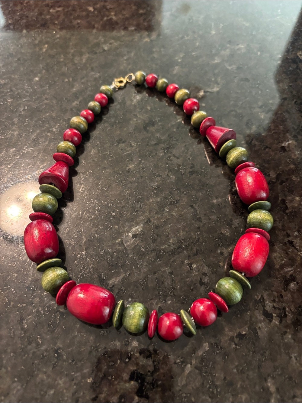 Handcrafted Red and Green Beaded Necklace